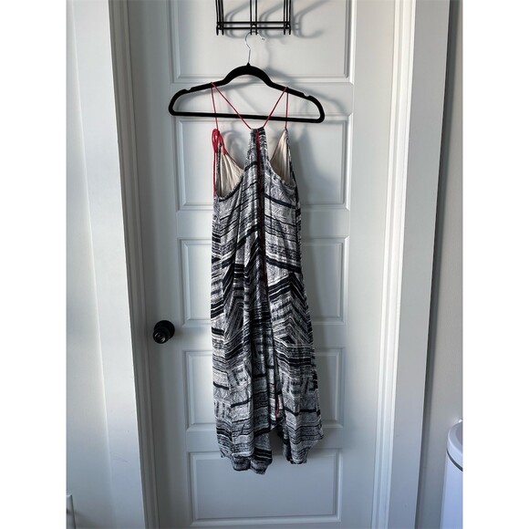 Akemi + Kin Anthropologie Maxi Dress Womens S Black White Geometric Red